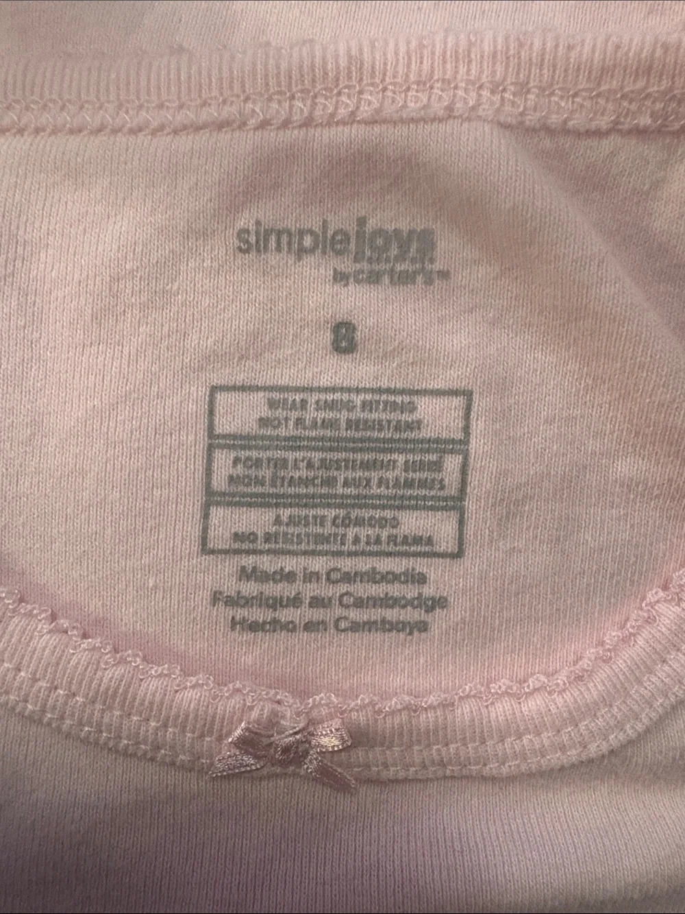 Simple Joys pale pink and black owl 99% not sleepy pajama set, size 8